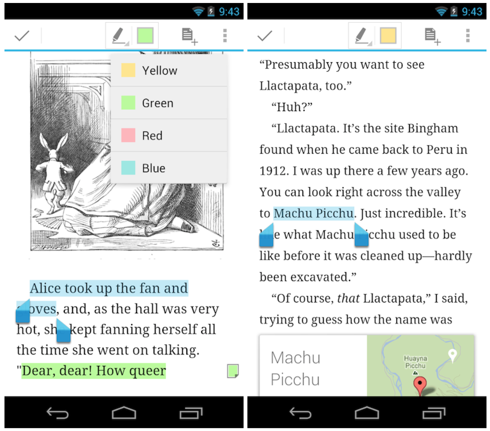 google play books for android update adds dictionary translations google maps integration notes highlights 9to5google