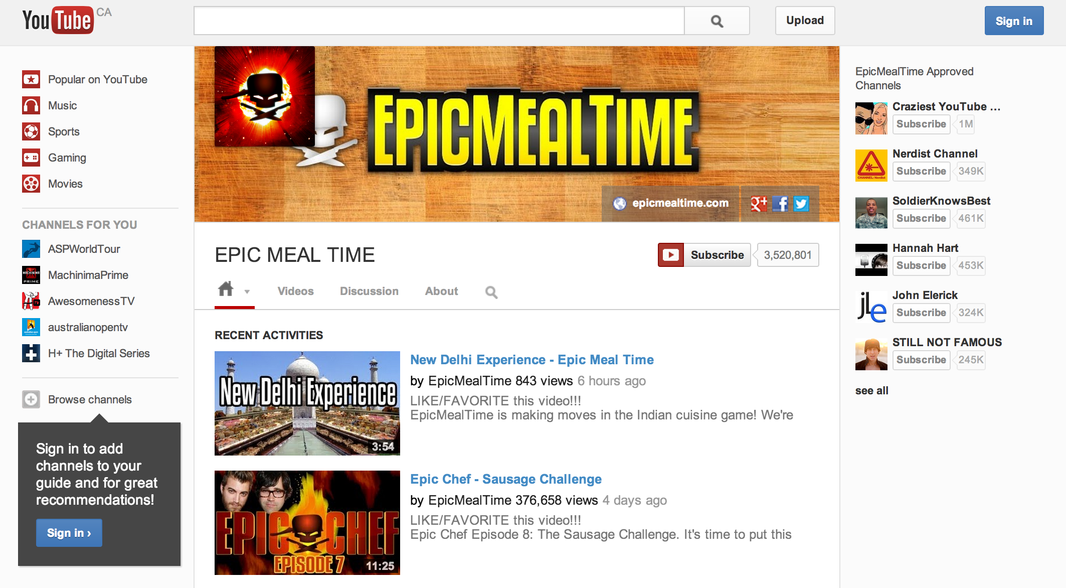 EpicMealTime-YouTubeOne-Channel-Design