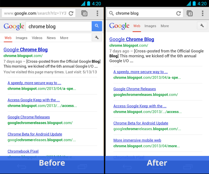 Chrome for Android - Simpler Search