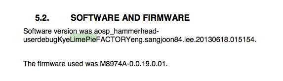 The firmware, suggesting a Snapdragon 800 processor