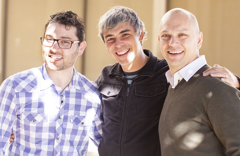 Google CEO Larry Page (centre) with Nest co-founders Matt Rogers amd Tony Fadell (photo: technologyreview.com)