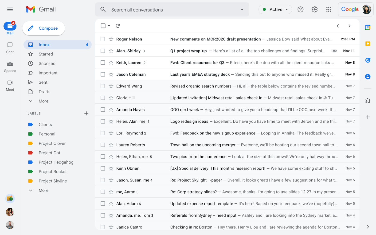Neue Neugestaltung der Gmail-Ansicht
