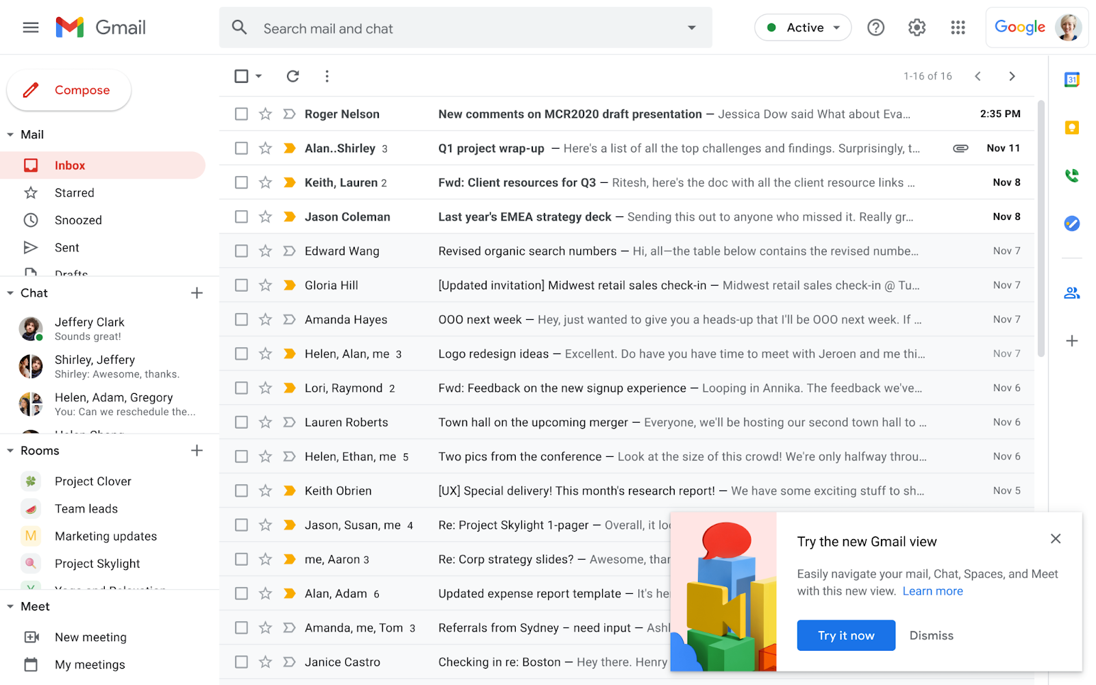 Nouvelle refonte de la vue Gmail