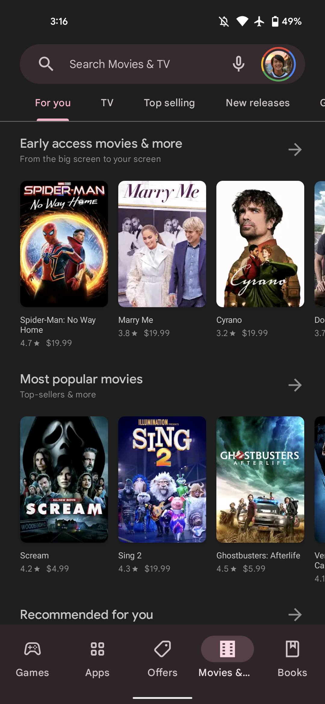 Google Play Store en Android elimina la pestaña «Películas y TV»