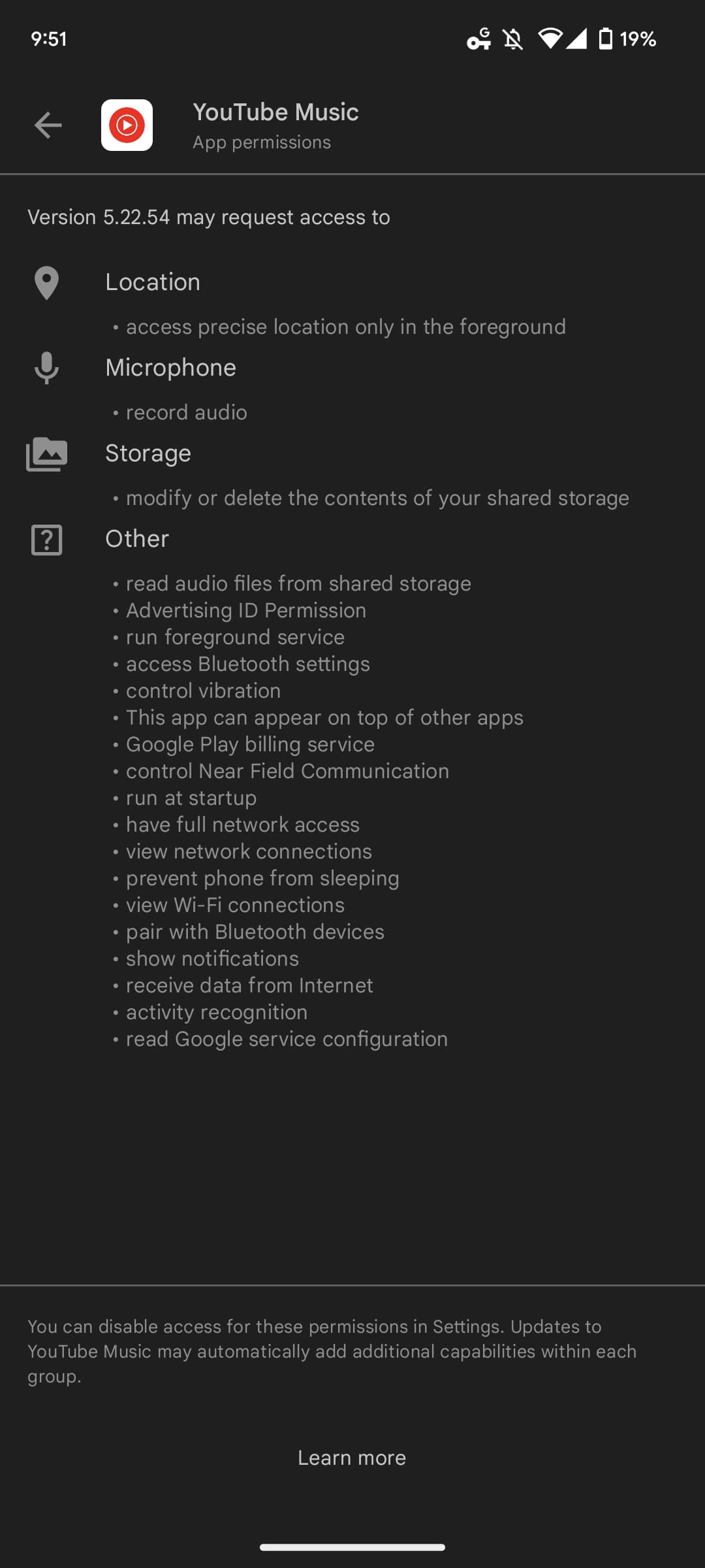Google Play Apps Permissions List