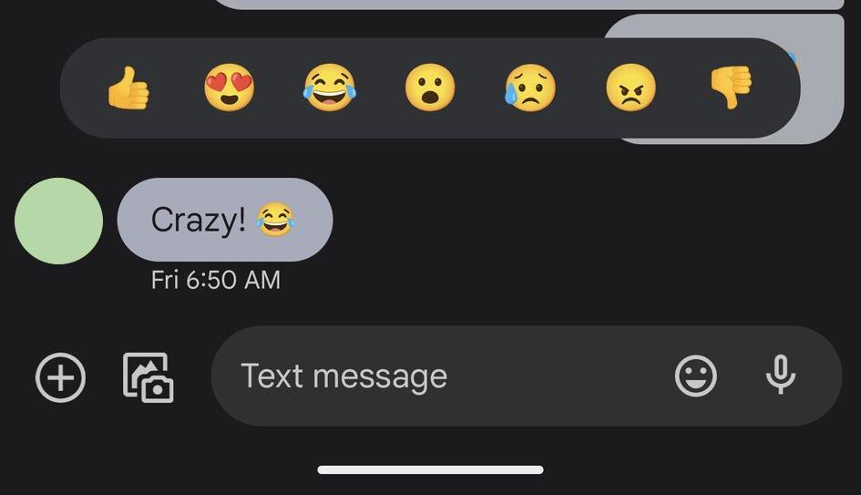 Google Messages obtiene reacciones de mensajes de texto, tan aburrido como iMessage