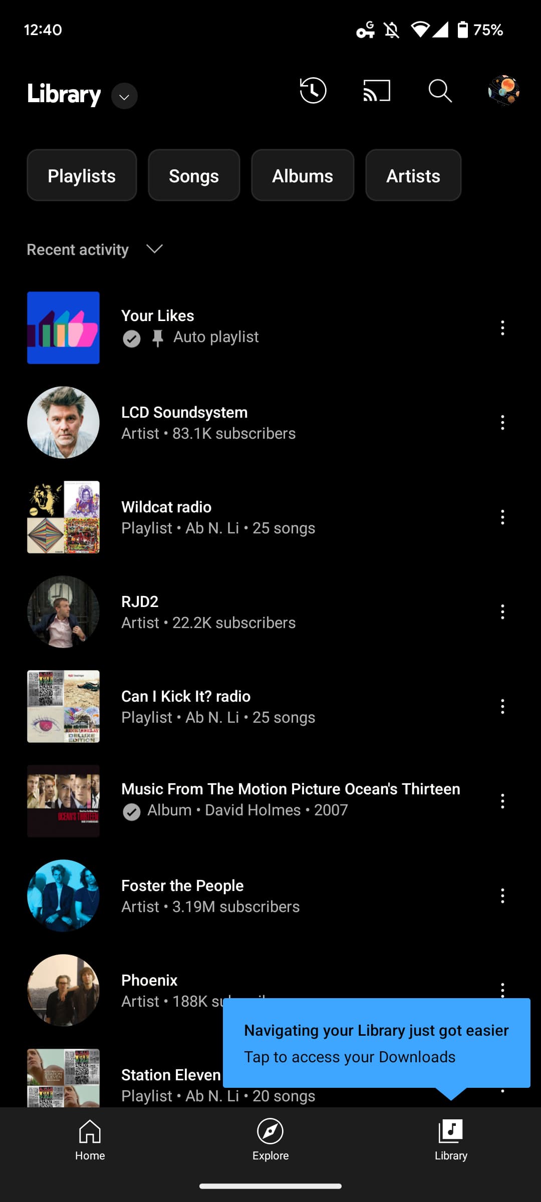 YouTube Music Library redesign