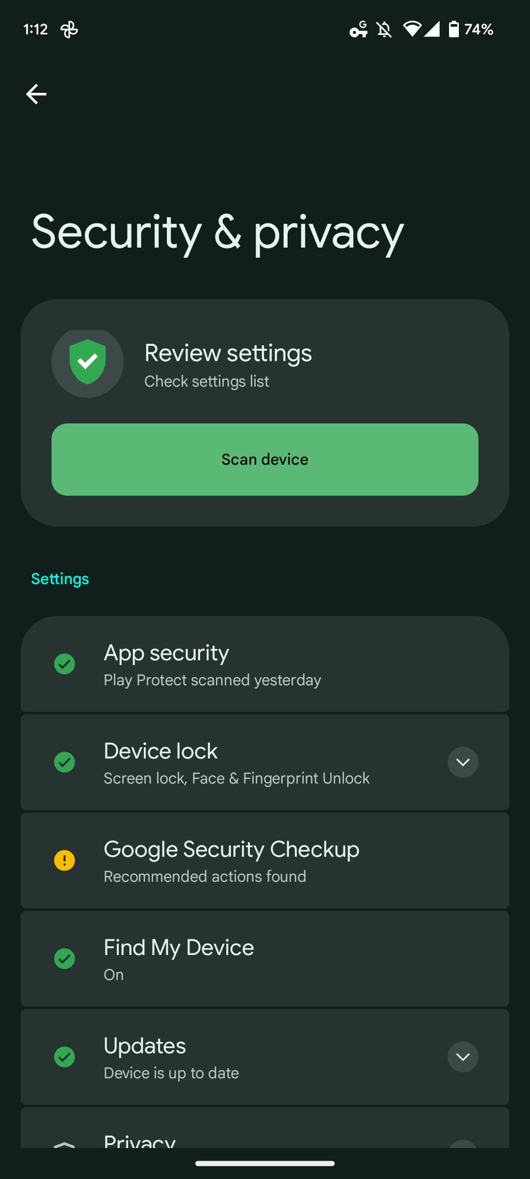 Pixel Security screen lock