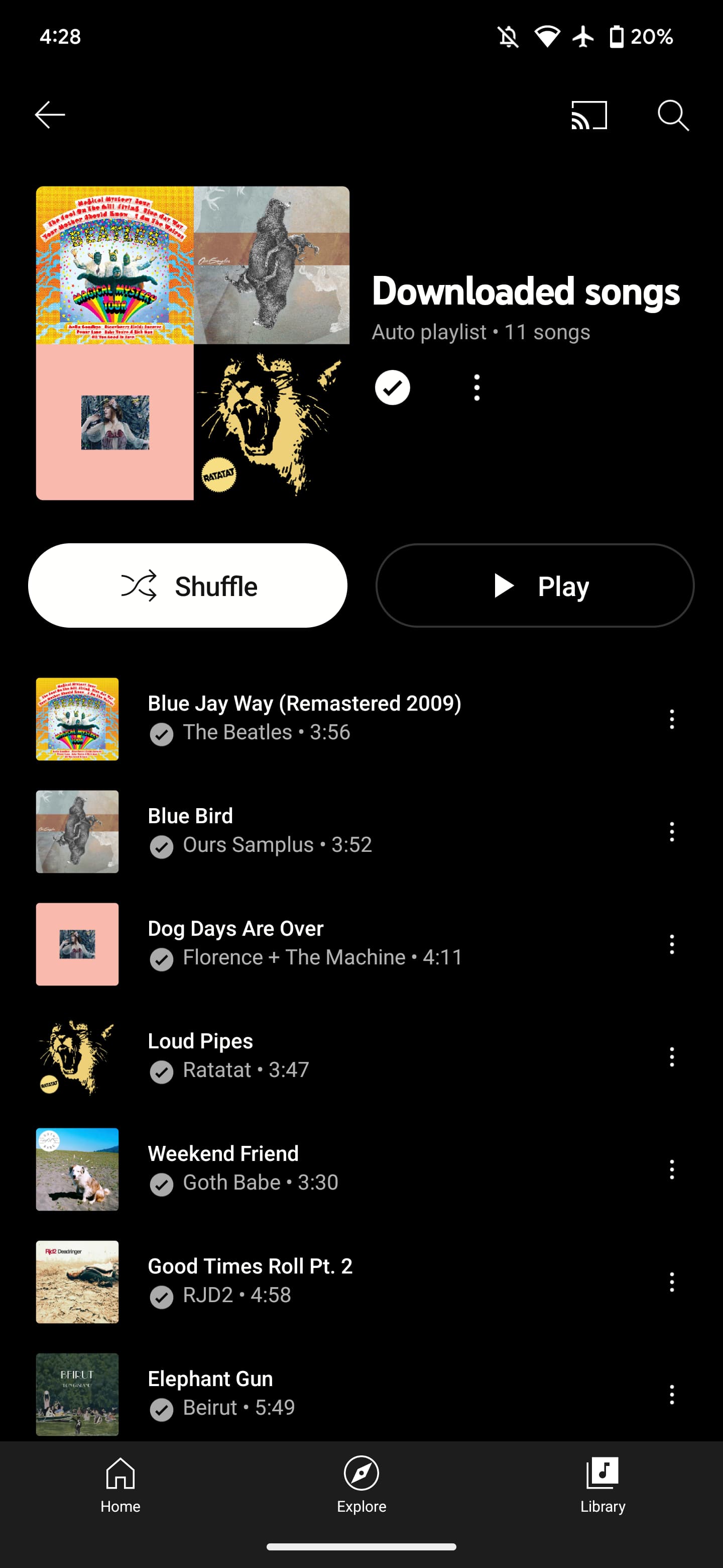 YouTube Music Downloaded songs