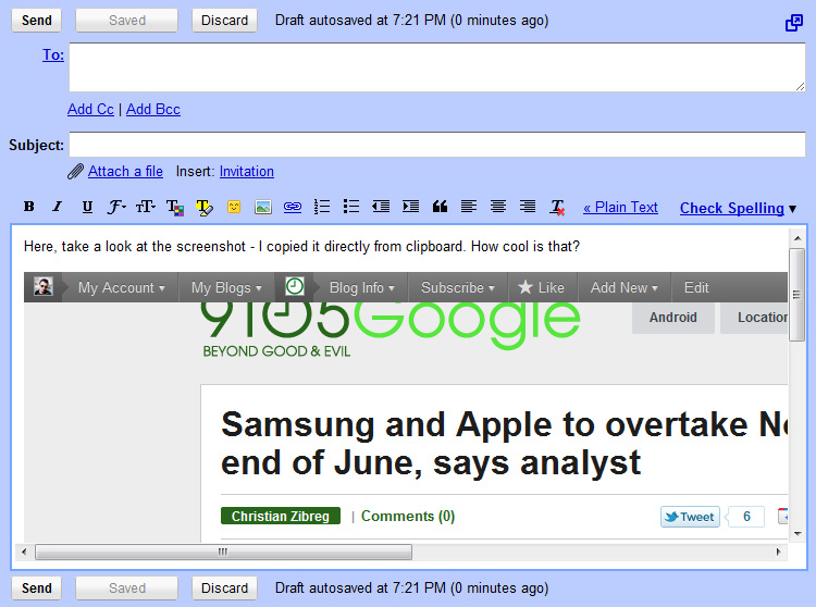 Passing screenshots got easier with clipboard image support in Chrome