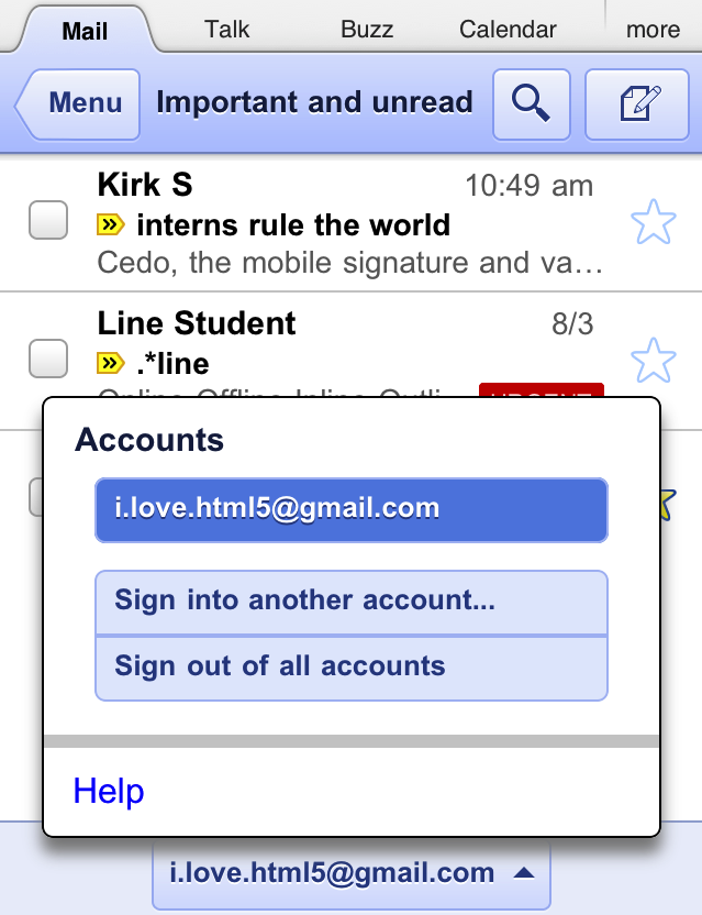 Multiple signin for Gmail lands on mobile, ability for separate bookmarks