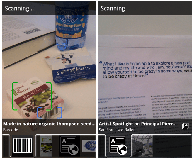 Google Goggles for Android updated with continuous mode, improved text