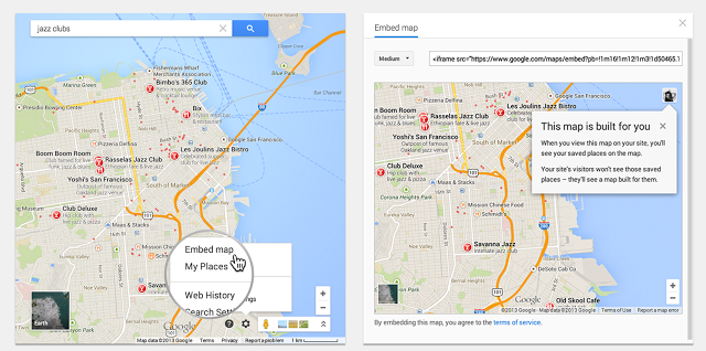 Google introduces new personalized Google Maps embed