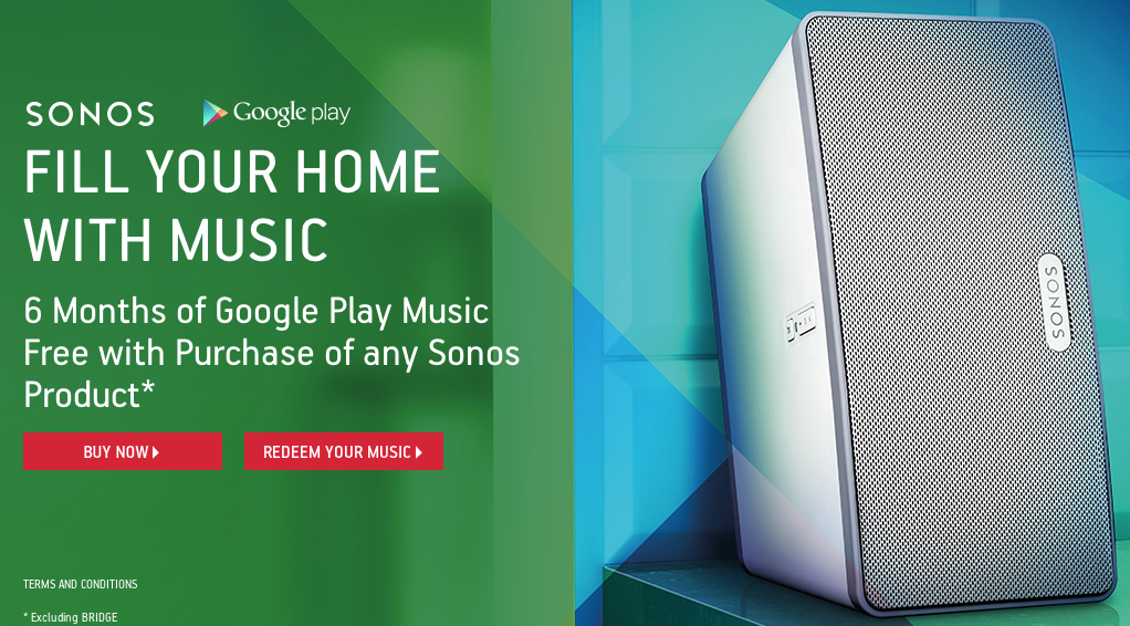 slot boliger Supermarked Buy a Sonos product and score six months of Google Play Music All Access