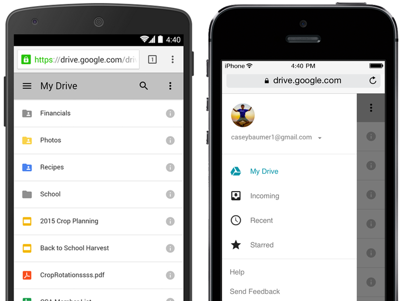 how to upload to google drive mobile site