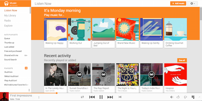 Google Play Music Songza Web