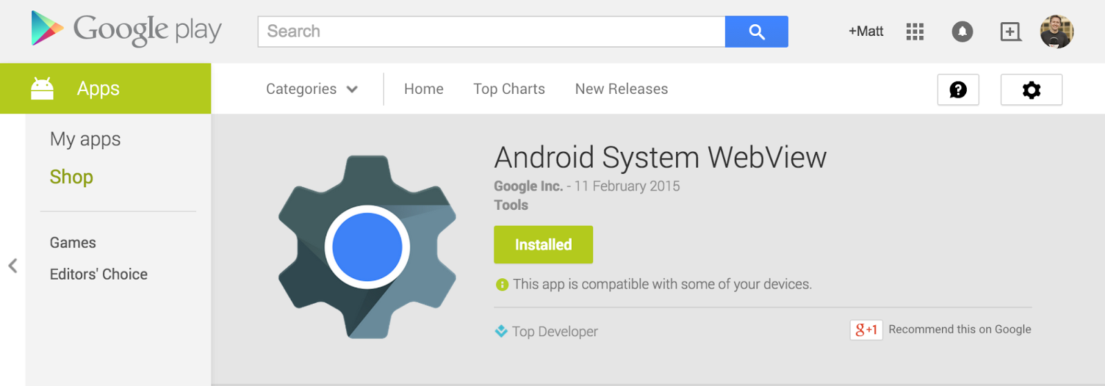 Android webview google play