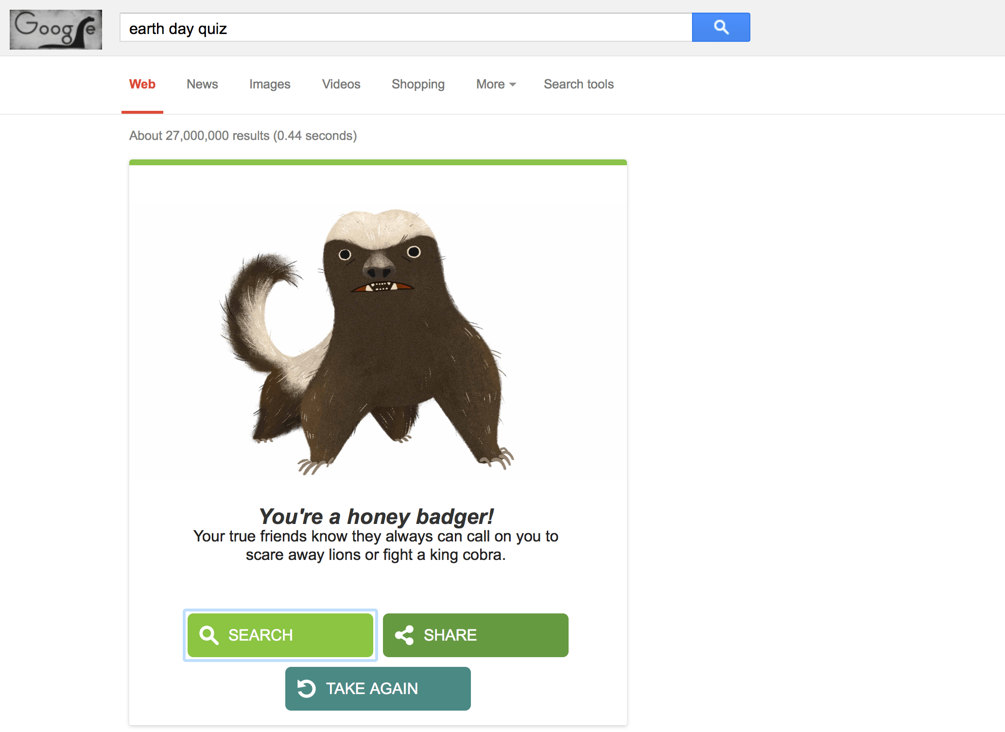 Google shares Earth Day 2015 quiz that asks, "Which animal are you?"