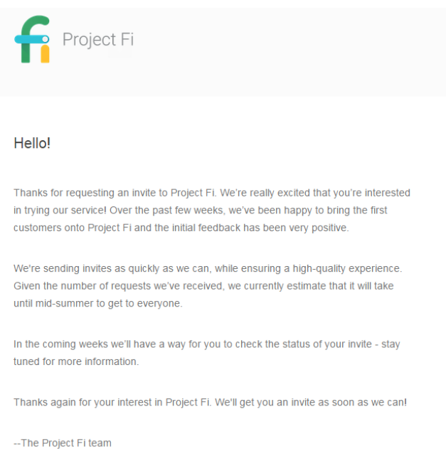 Google sends Project Fi update emails promises complete invite rollout