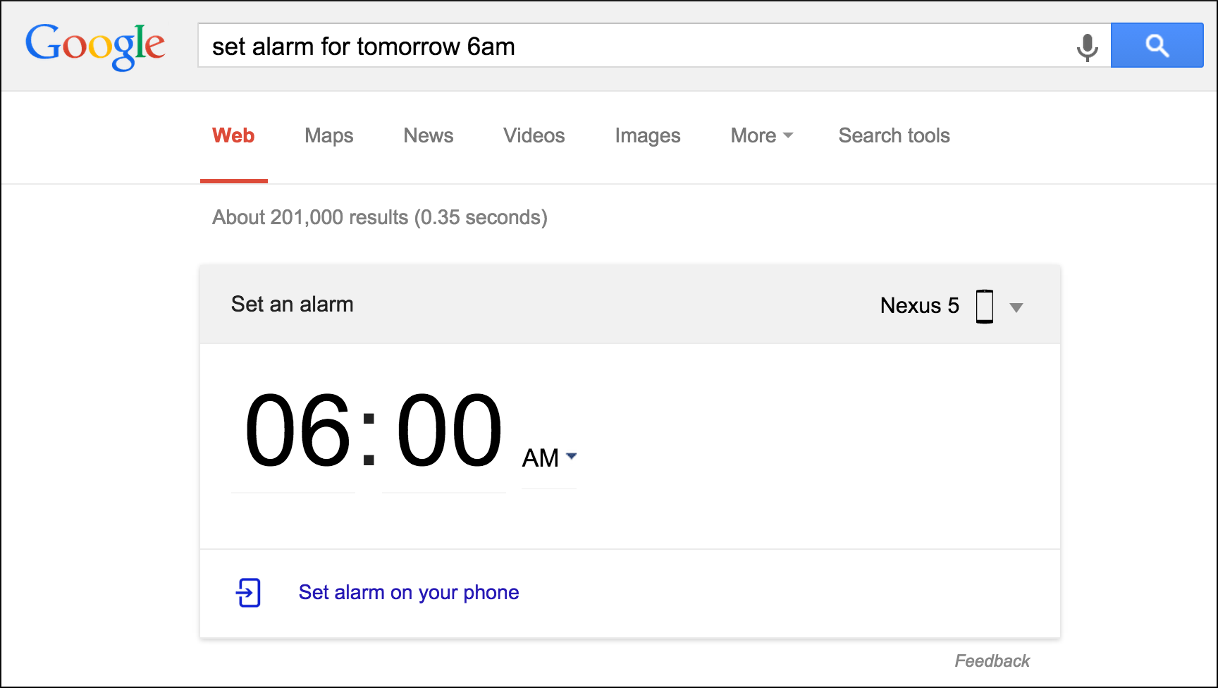 alarm on google