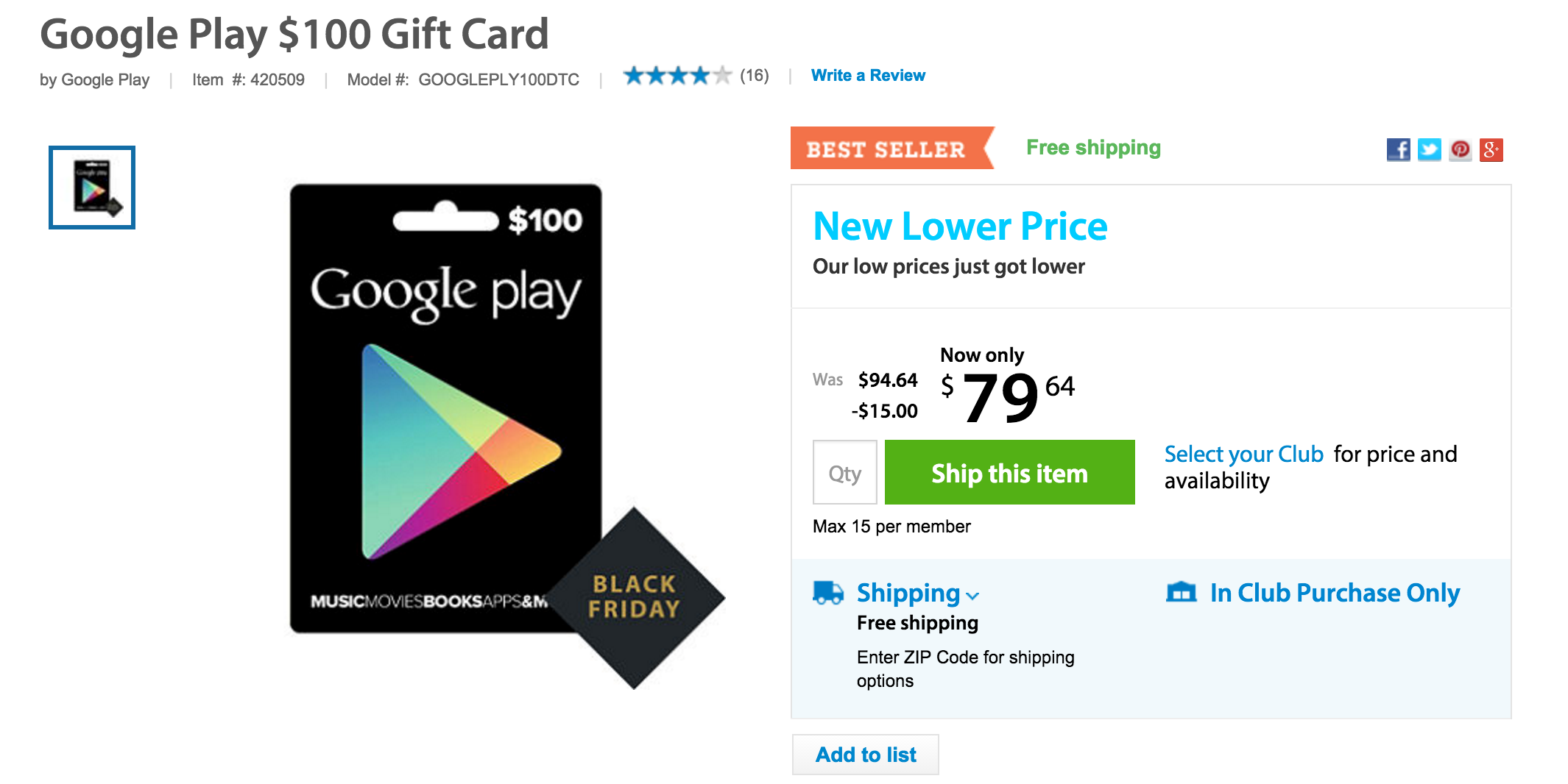 100 google play gift card for under