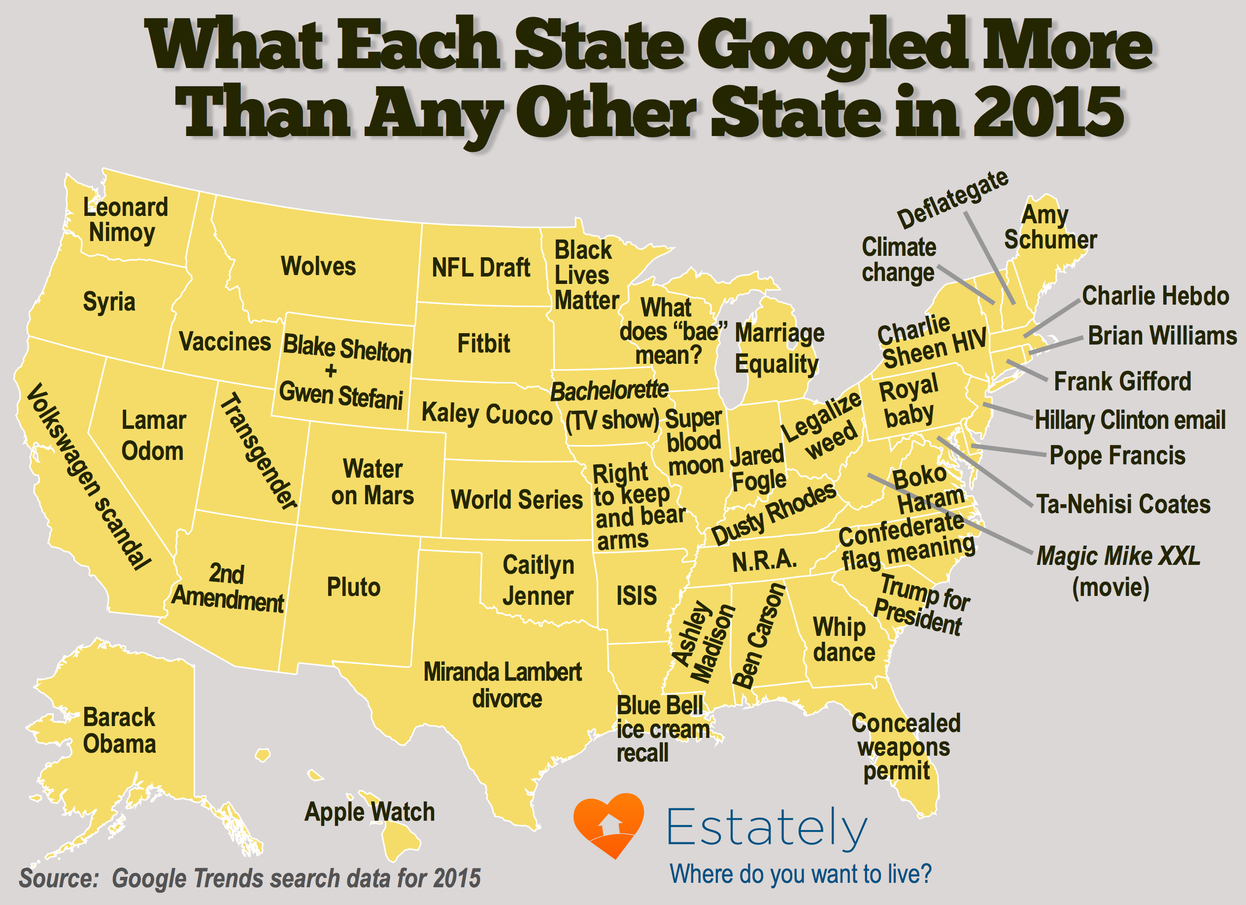 Google search data shows what people in each state searched for most in