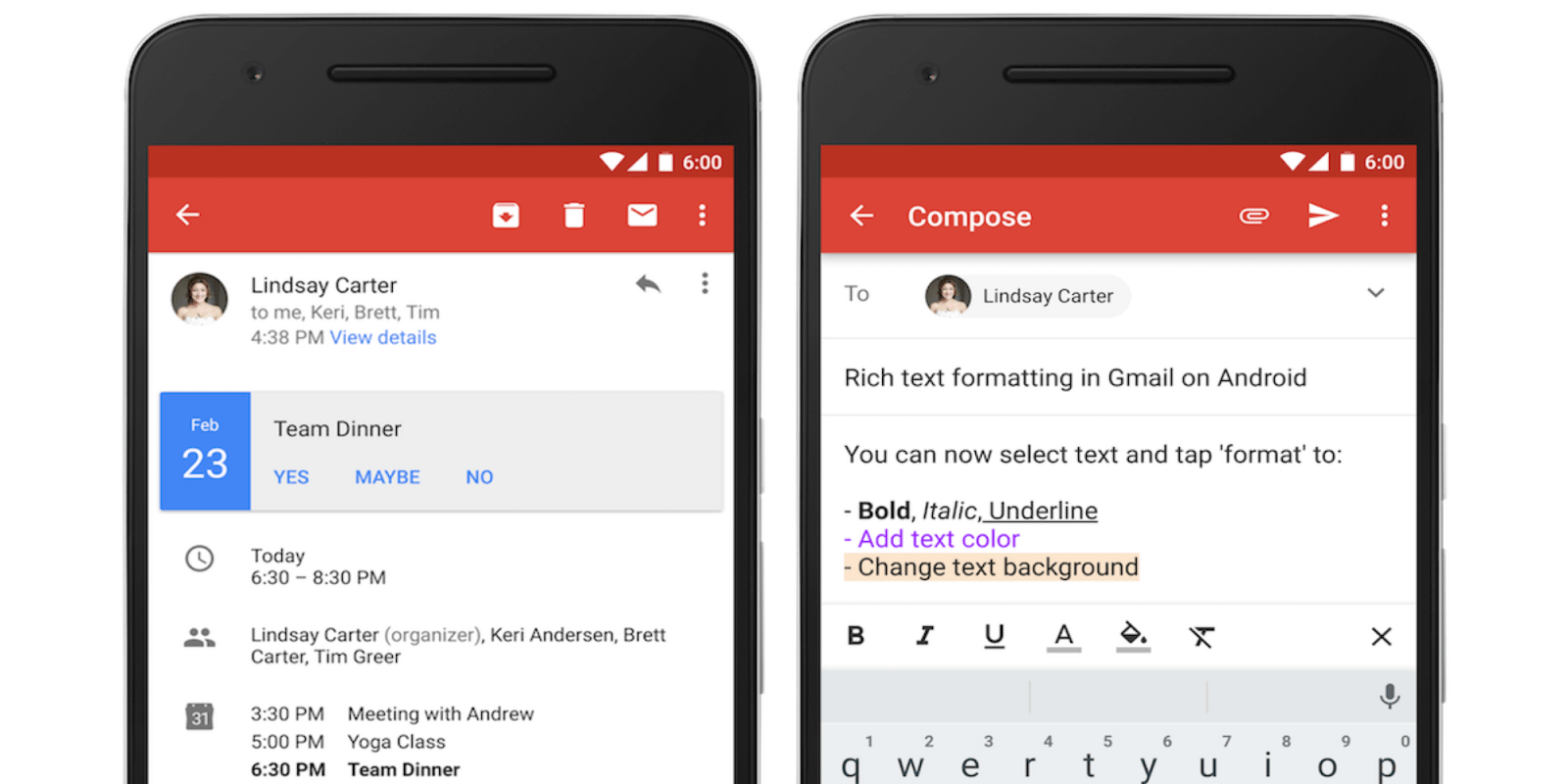 Gmail for Android gets rich text formatting & RSVPs for