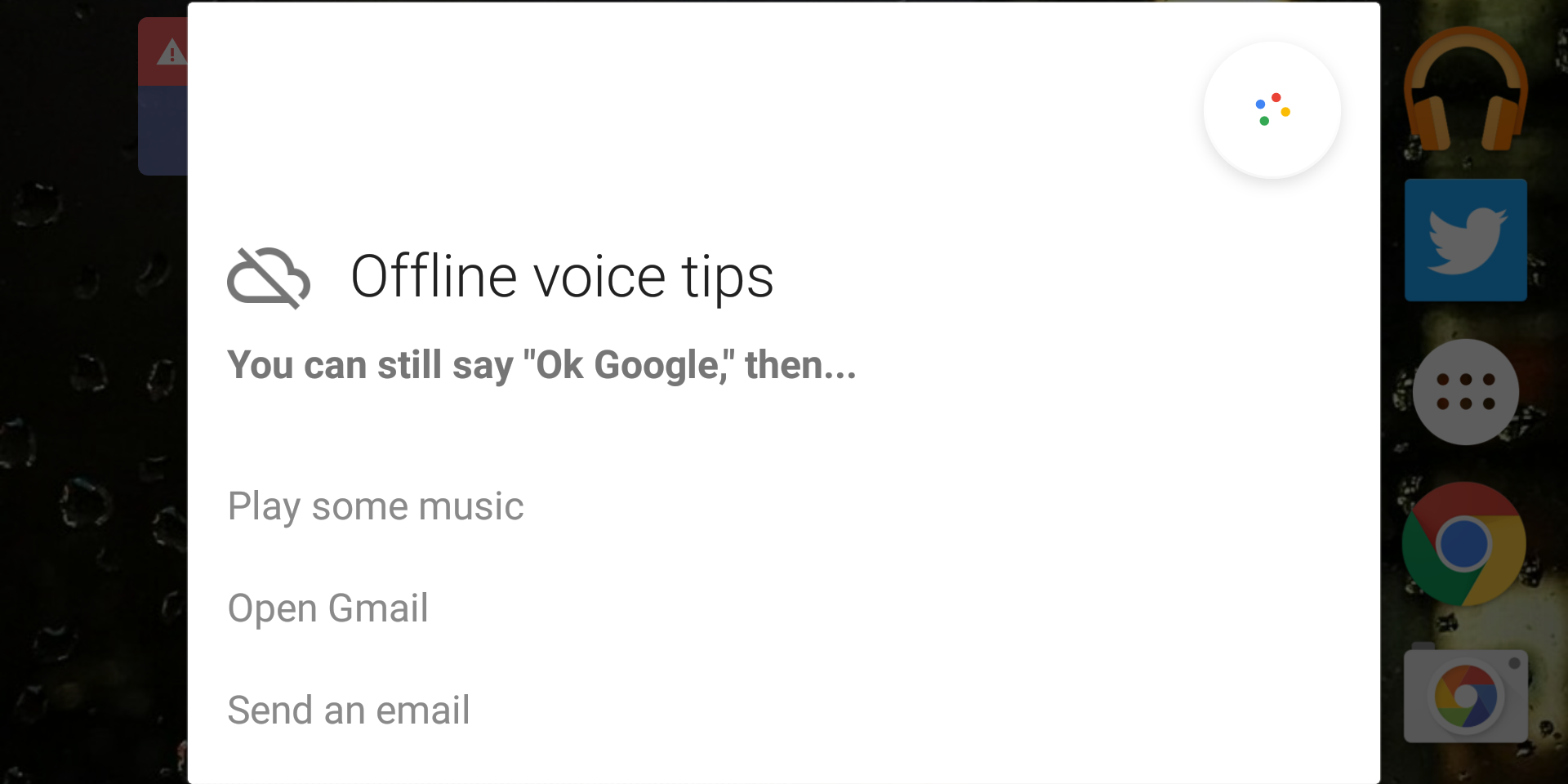 list of google offline voice actions