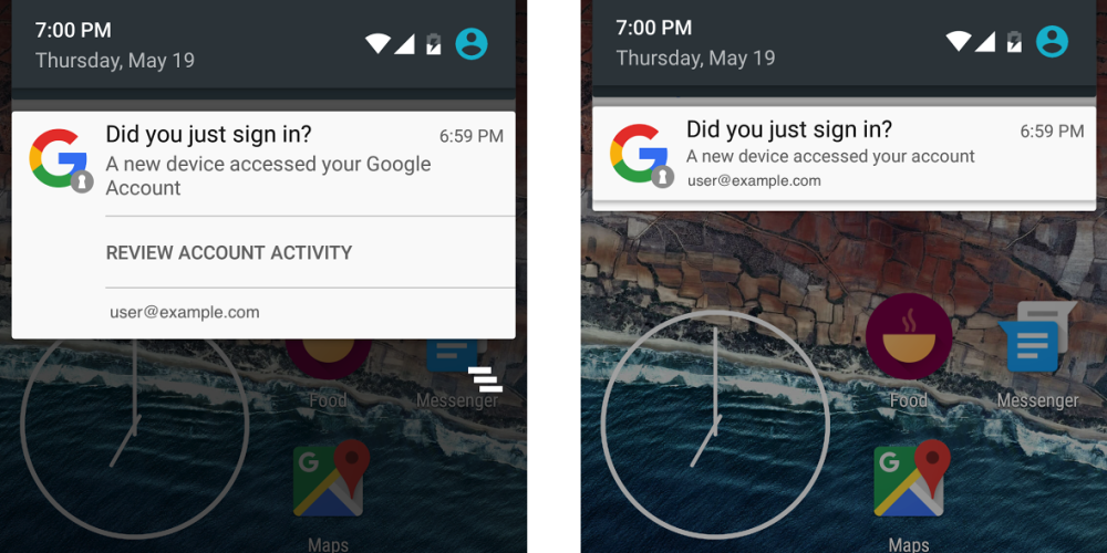 google account sign in notifications
