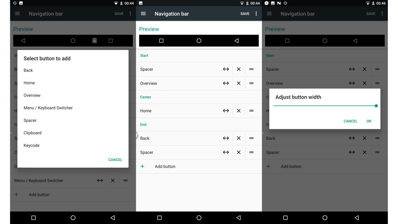 android menu buttons
