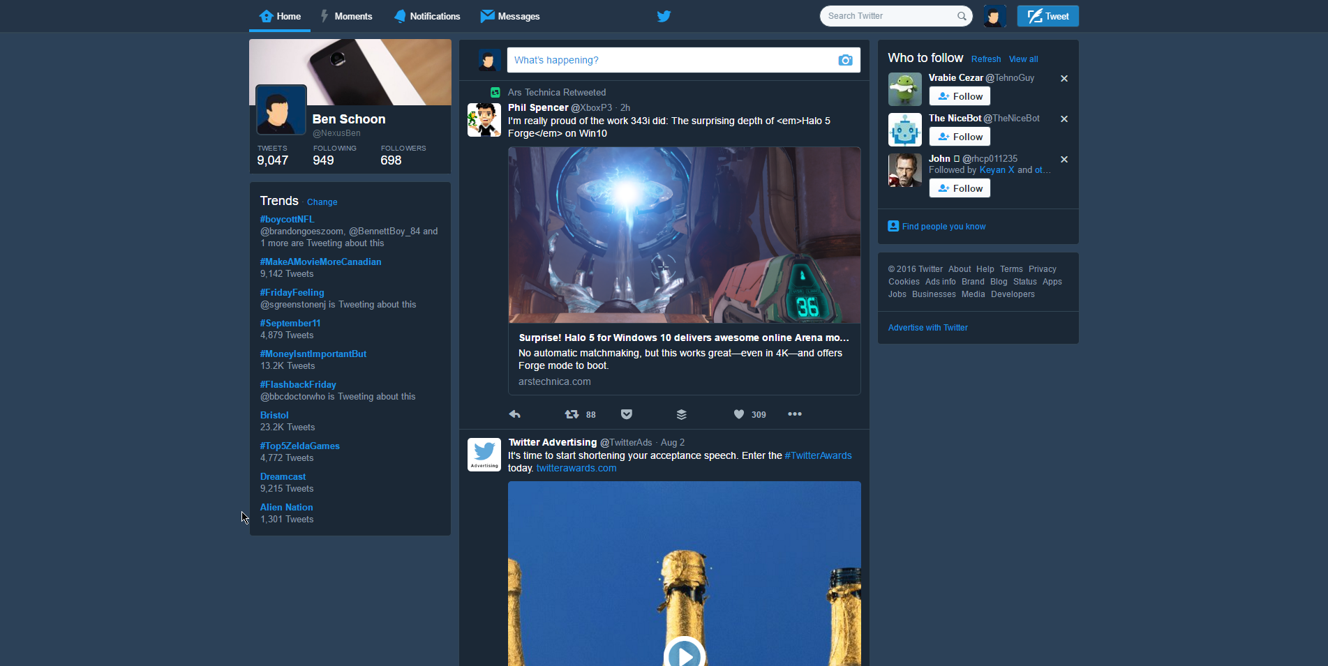 Сократить текст найс бот. Chrome Nightly. Twitter desktop.