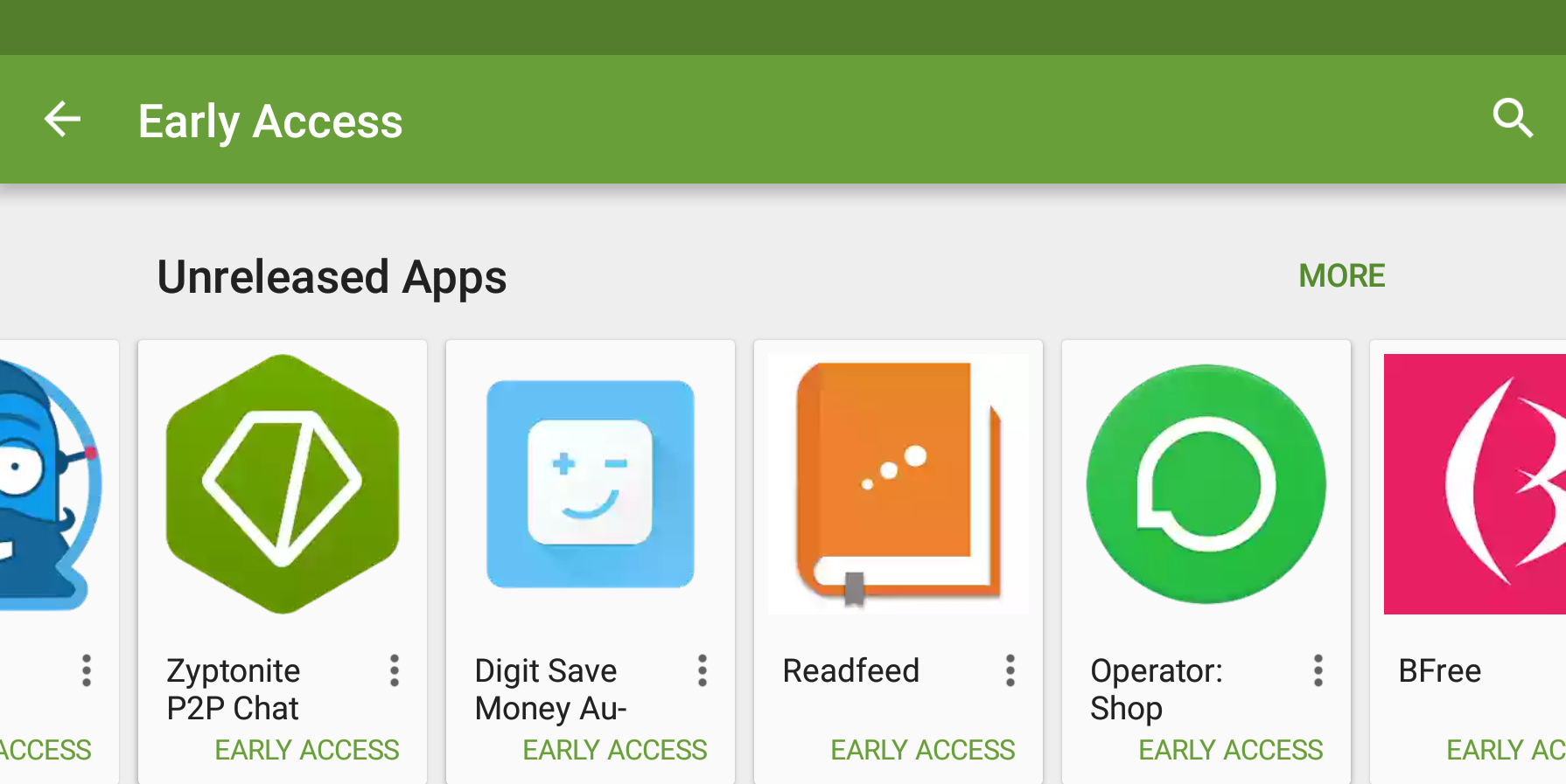 Play Store taking submissions for 'Early Access' section, launches app
