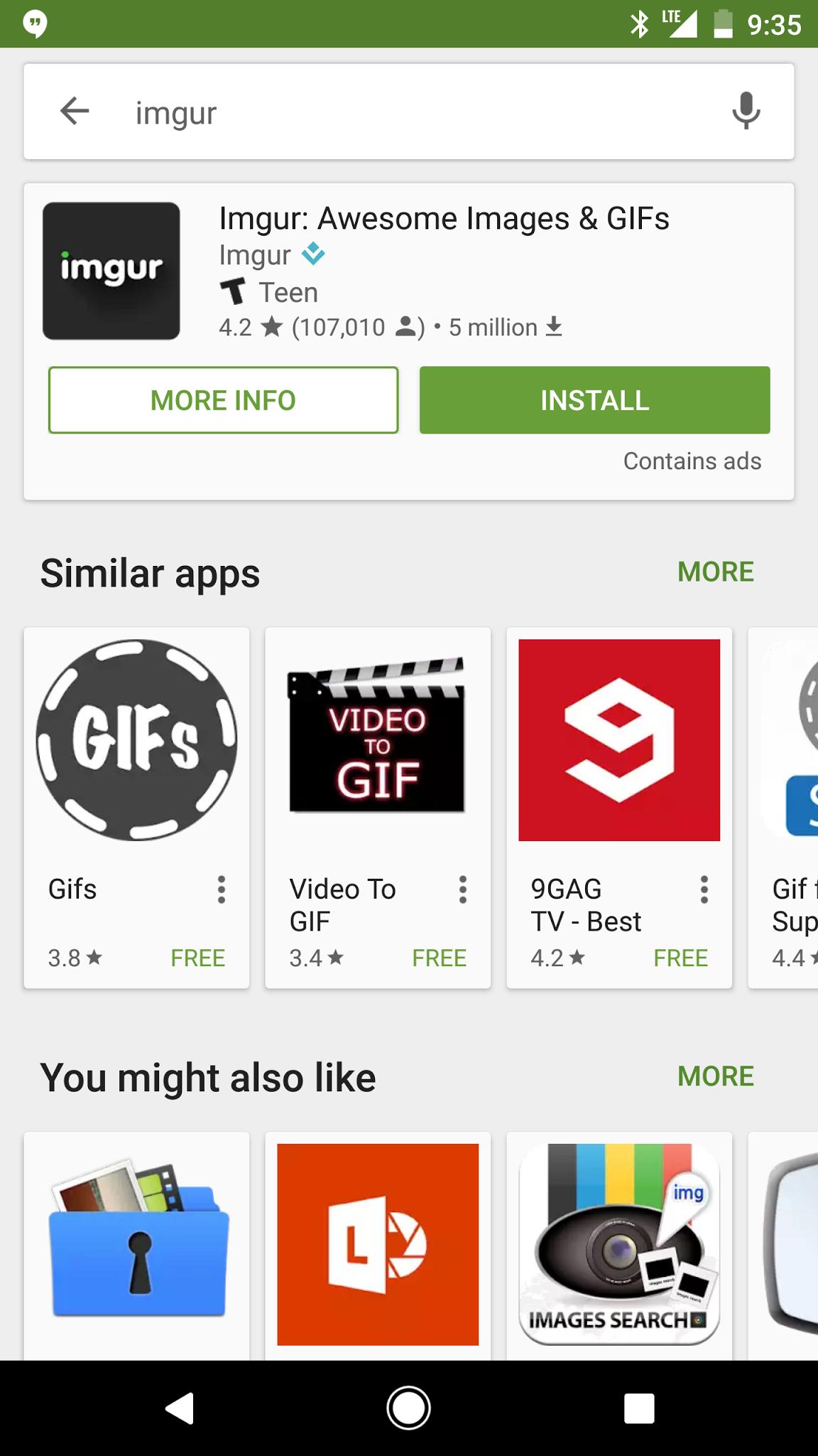 Google Play search results now show direct install links and info cards