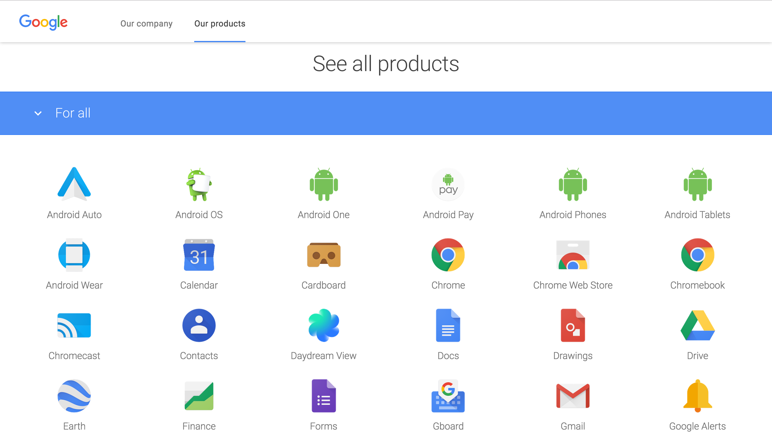 Google's redesigned product page showcases the company's entire