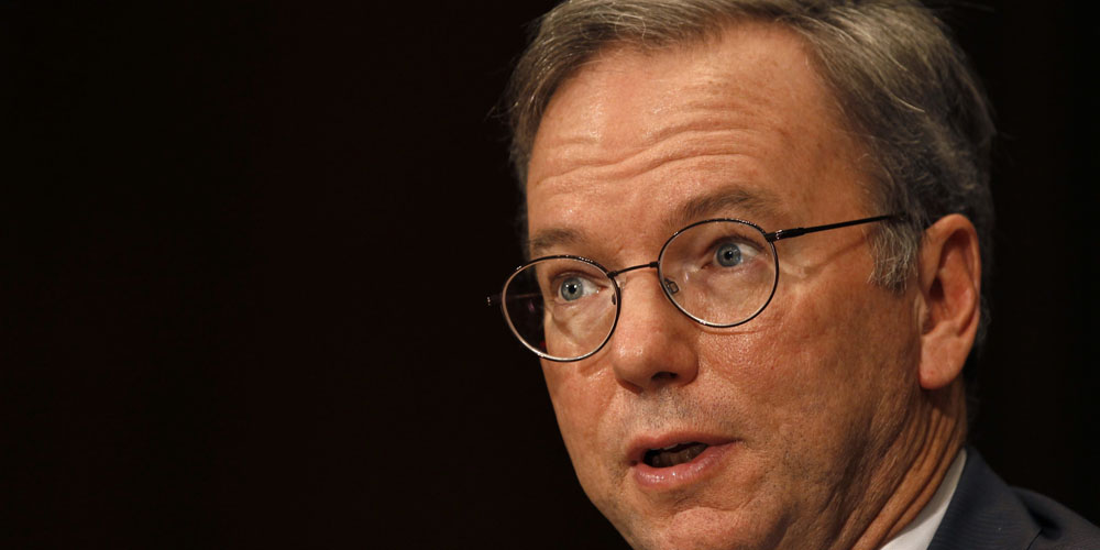 Executive Chairman of Google Eric Schmidt testifies before a Senate Judiciary Subcommittee hearing called "The Power of Google: Serving Consumers or Threatening Competition?" on Capitol Hill, September 21, 2011. REUTERS/Larry Downing (UNITED STATES - Tags: POLITICS BUSINESS)