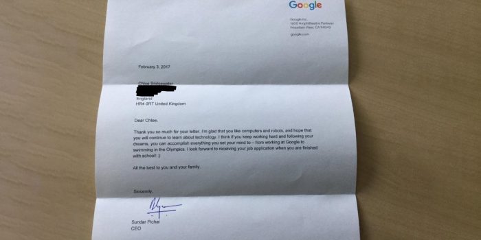 Sundar Pichai answers letter received from a 7-year old girl asking for ...