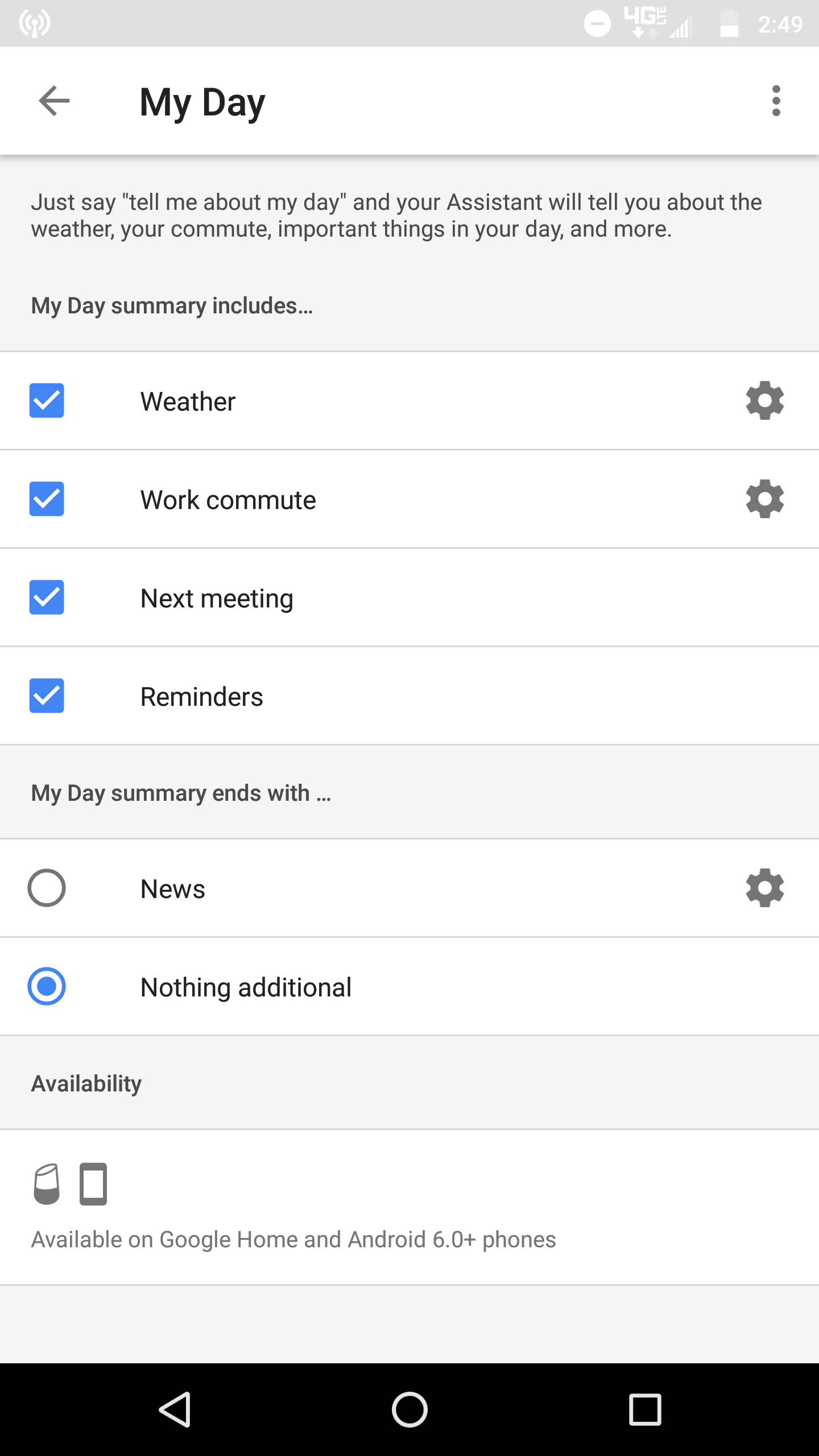 google assistant settings