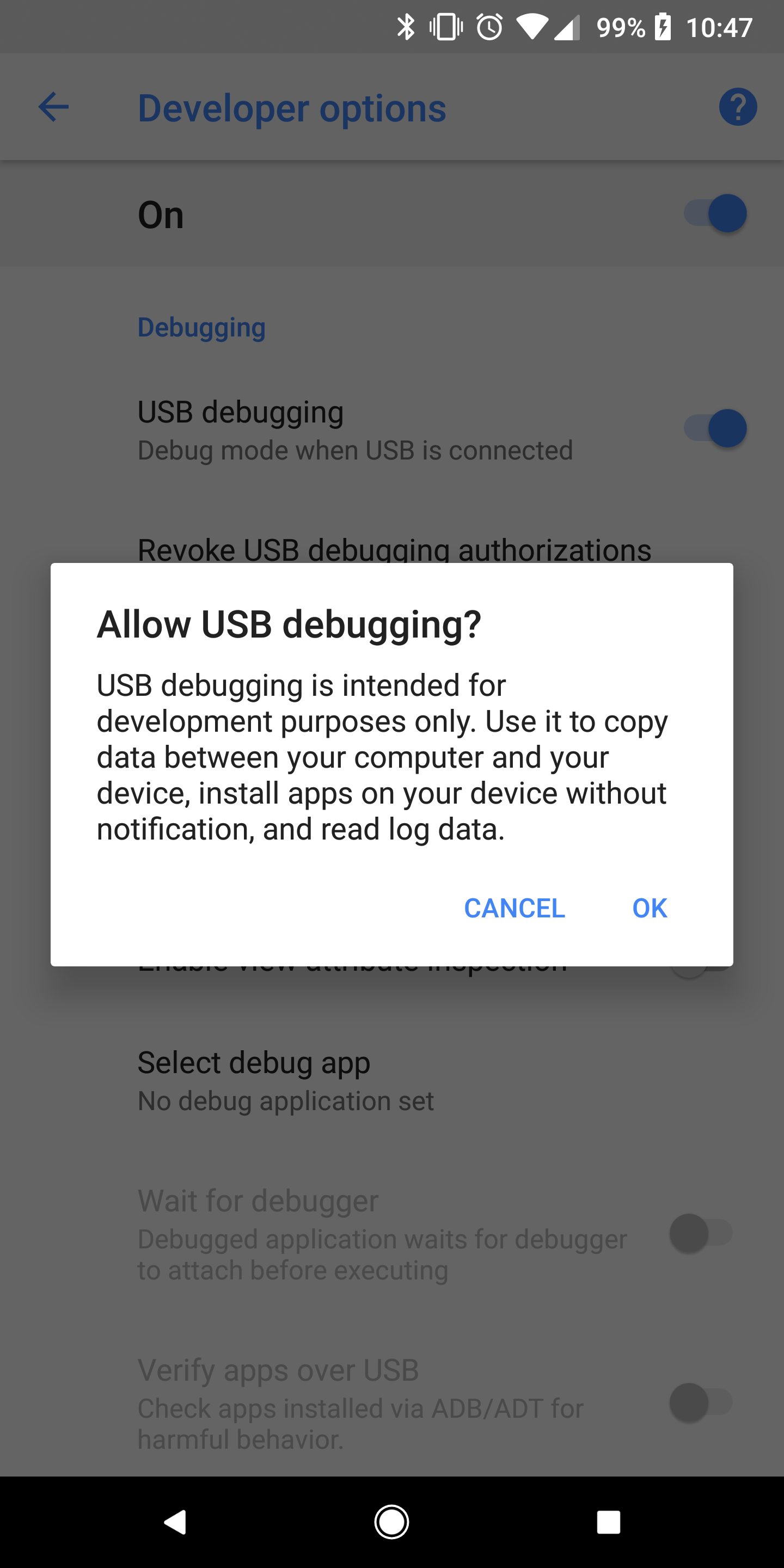 Android Oreo Developer Options
