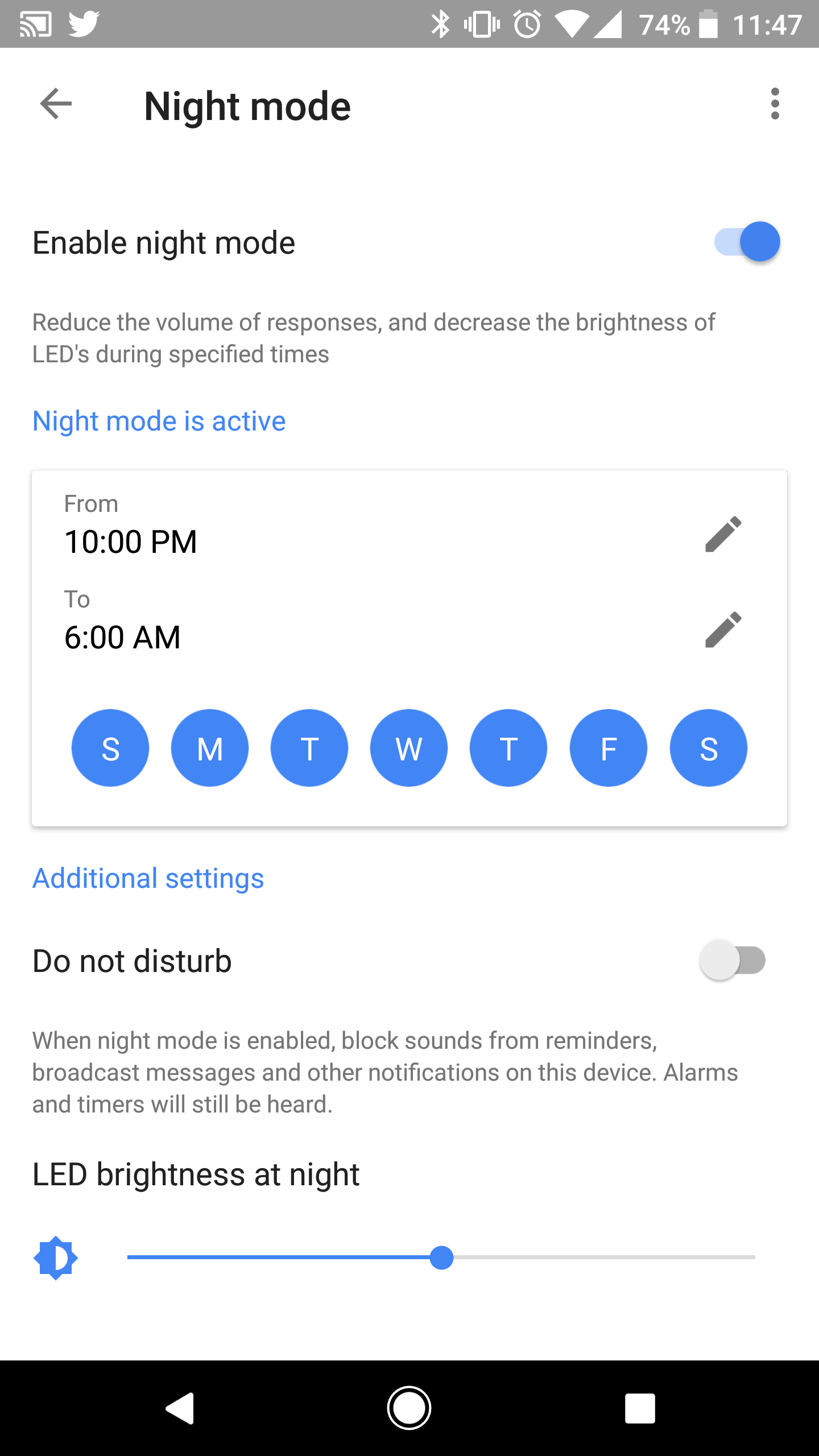 Hva er nattmodus på Google Home?
