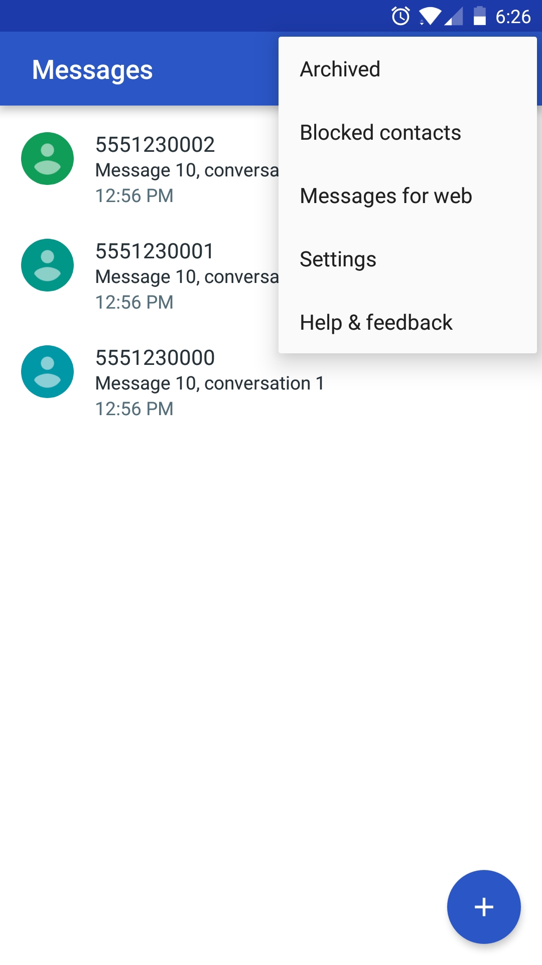 web messages android
