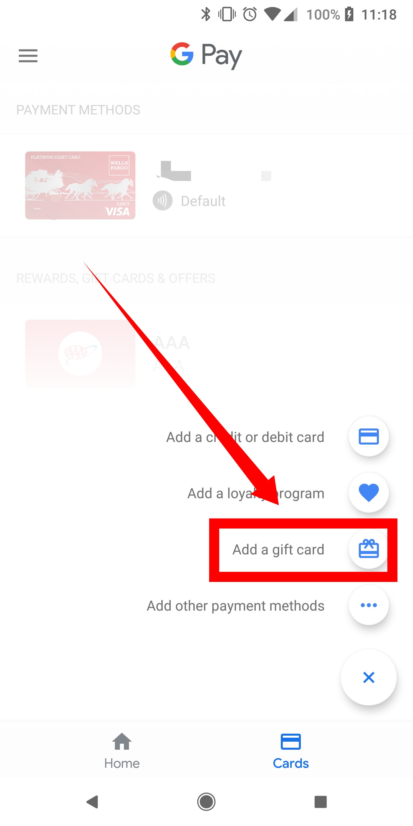 how to add a gift card to google play