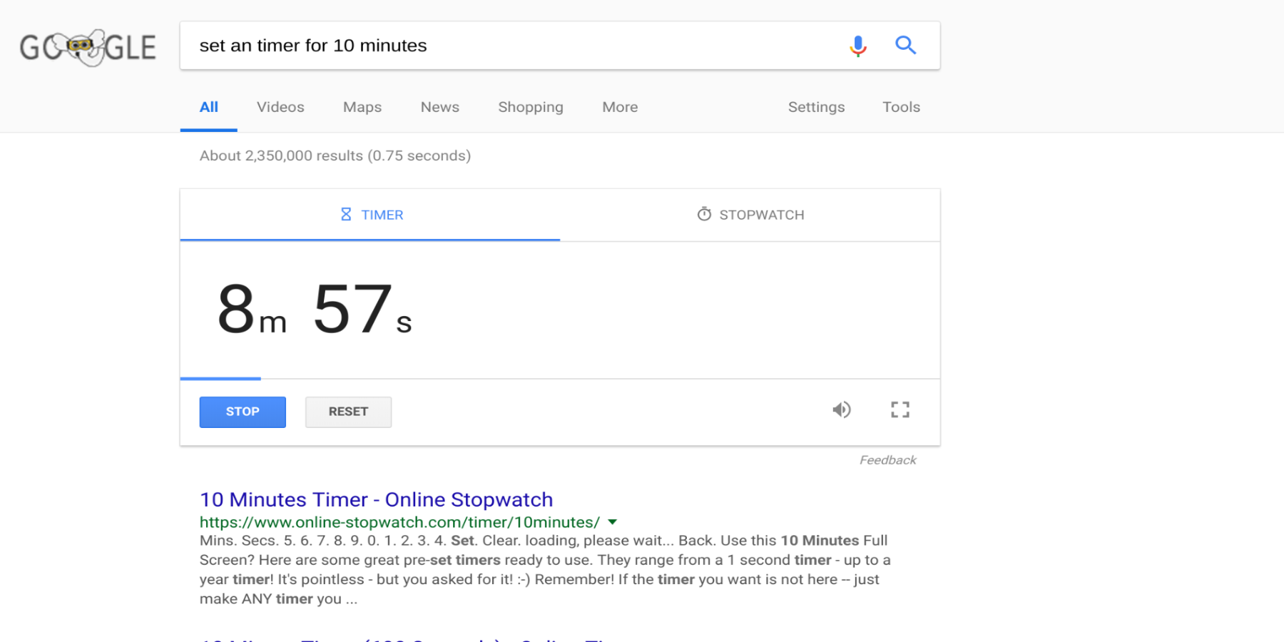 google set a timer for 4 minutes