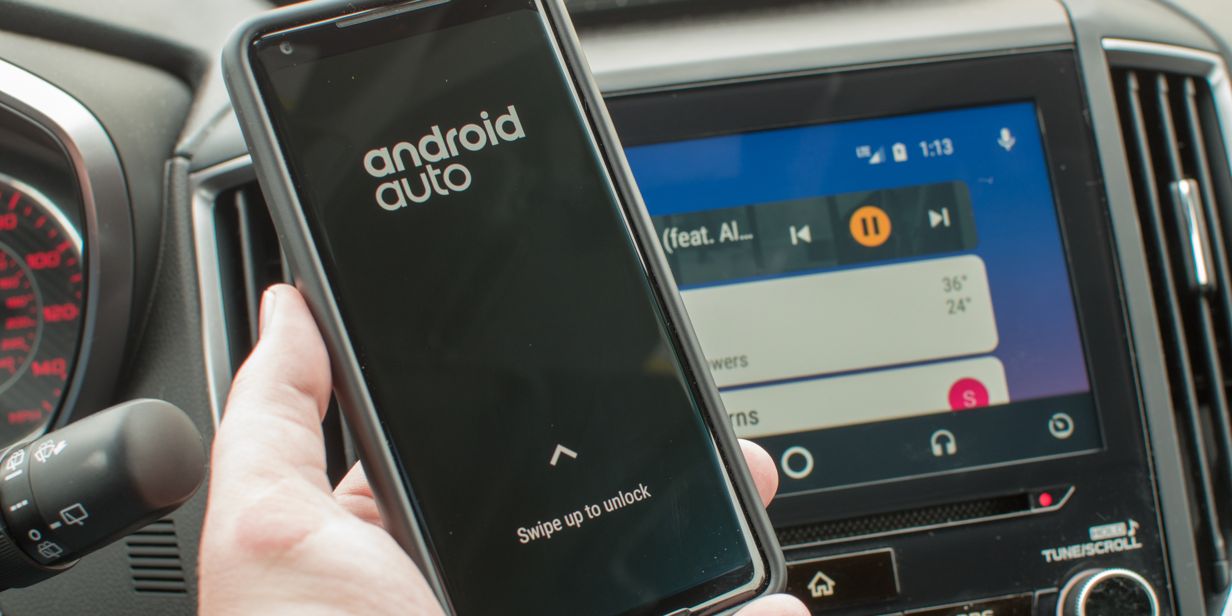 Android Auto is adding a 'swipe up to unlock' gesture that lets you use 