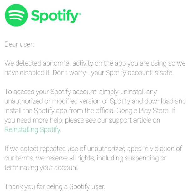 Does Spotify ban mod users?