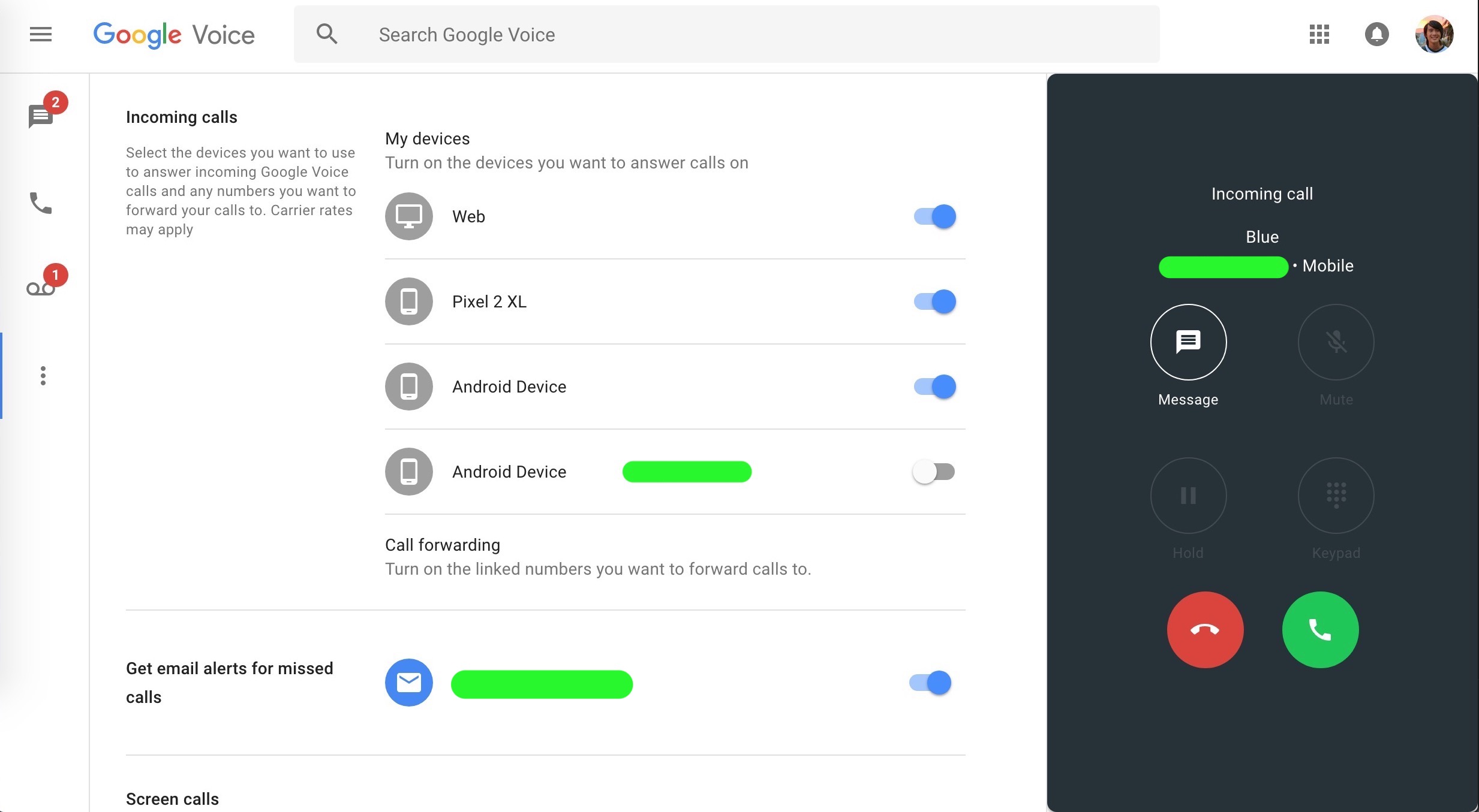 google voice sign in different account