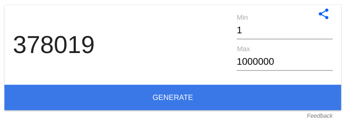Google Random Number Generator