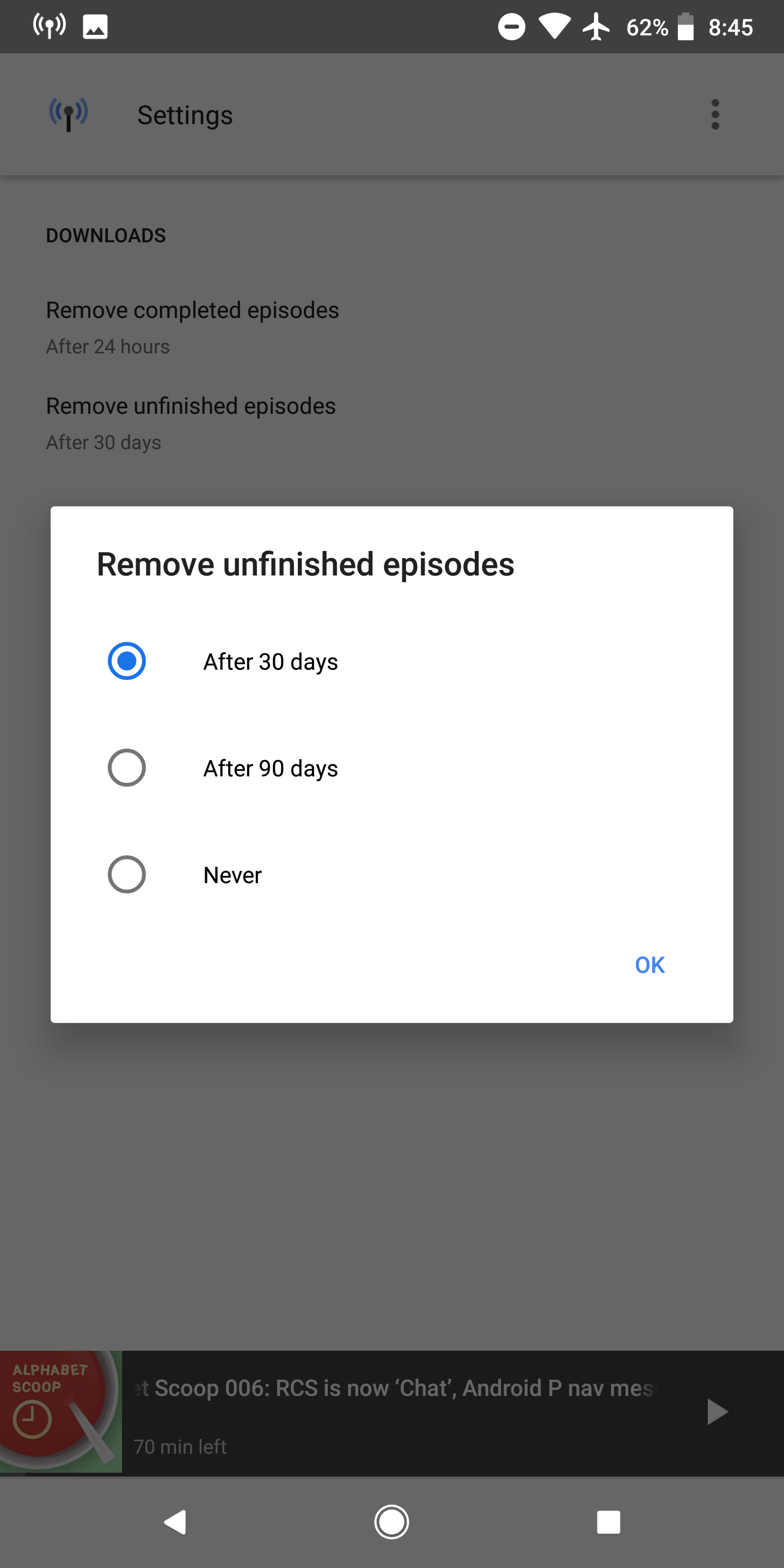 Google app's built-in podcast player adds offline downloading
