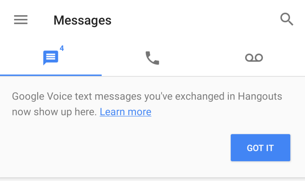 Old Google Voice SMS messages from Hangouts now appear in the revamped apps