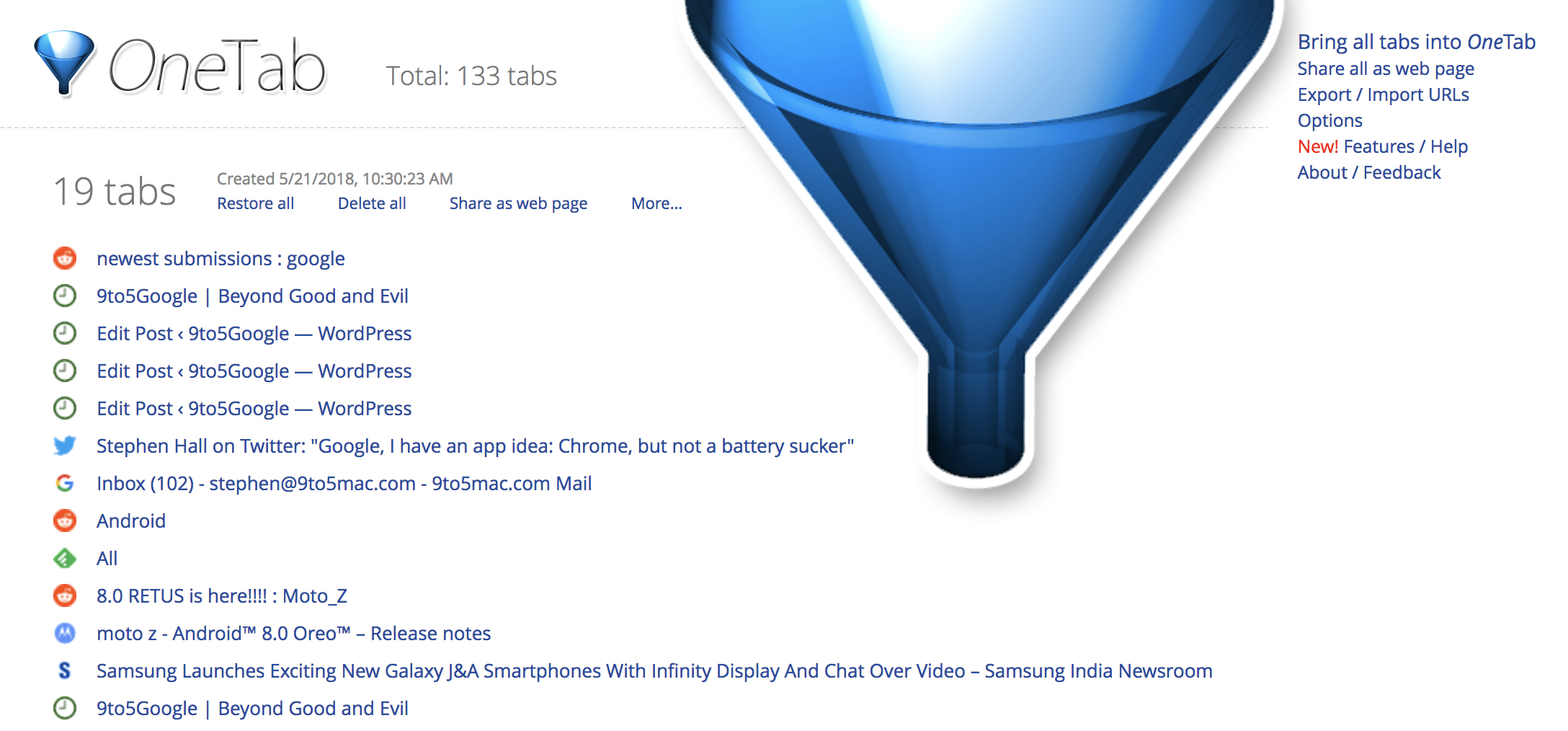 Review: 'OneTab' is the perfect extension for managing your Chrome tab chaos