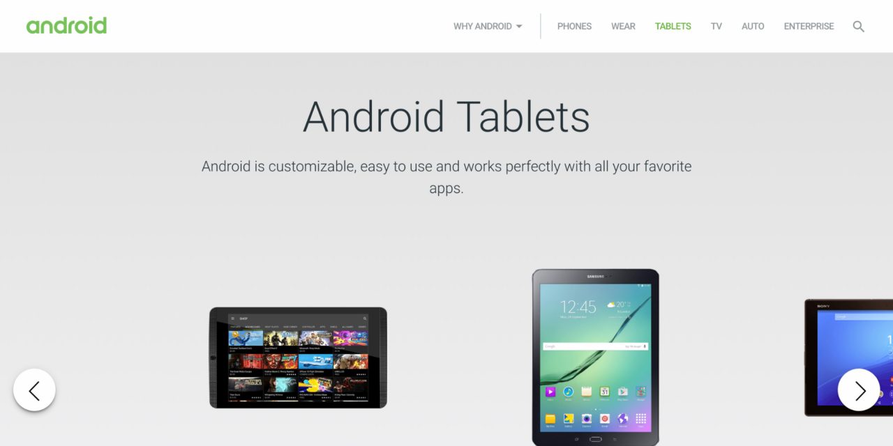 Android Website - Tablets Section